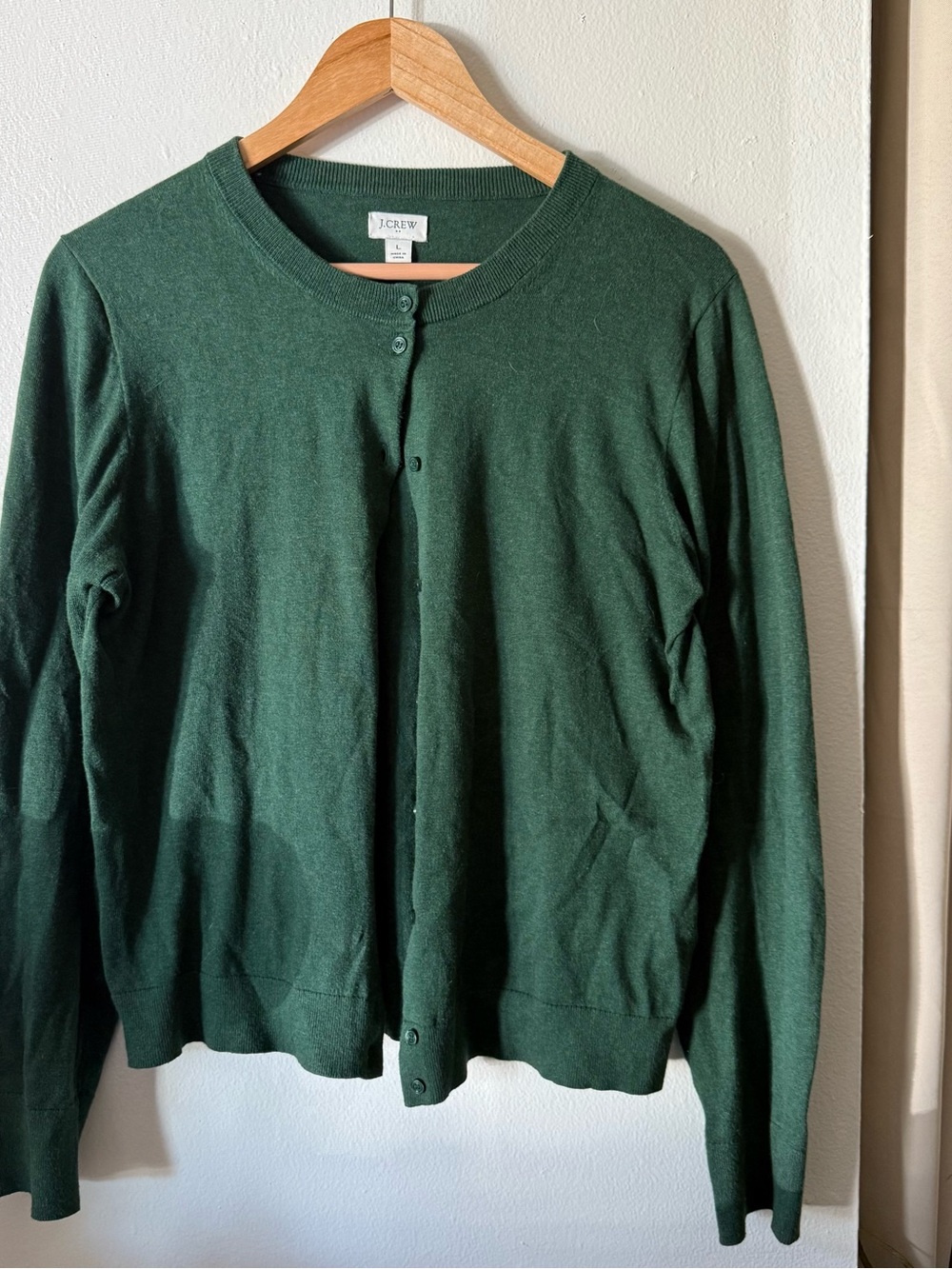 J. Crew Dark Green Button-Front Cardigan Sweater